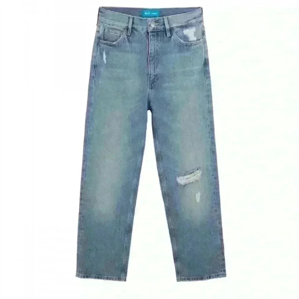 M.I.H. Jeanne High-Rise Straight Distressed Cropped Jeans 31